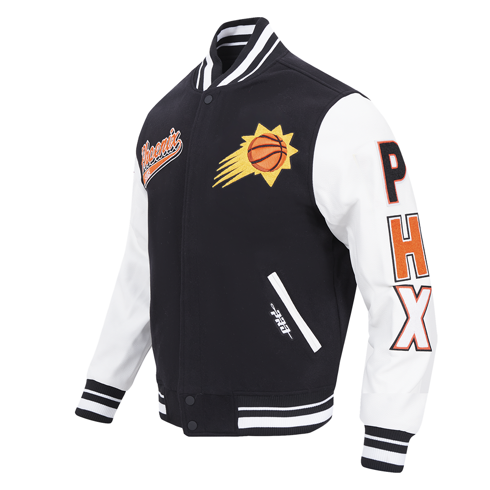 NBA PHOENIX SUNS SCRIPT TAIL MEN'S RIB WOOL VARSITY (BLACK/WHITE)