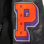 NBA PHOENIX SUNS OLD ENGLISH MEN'S RIB WOOL VARSITY JACKET (BLACK/ORANGE)