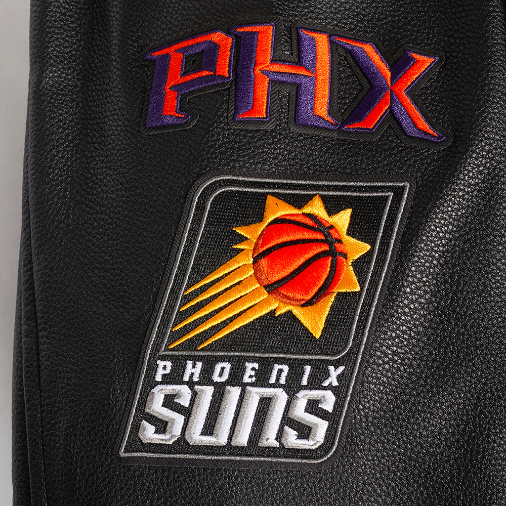 NBA PHOENIX SUNS OLD ENGLISH MEN'S RIB WOOL VARSITY JACKET (BLACK/ORANGE)