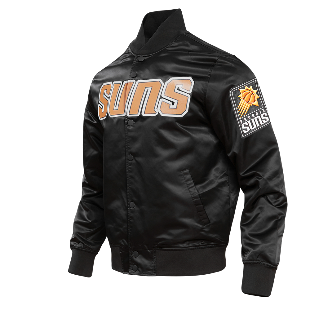 NBA PHOENIX SUNS BLOUSON EN SATIN À GRAND LOGO D'ÉQUIPE POUR HOMME (NOIR)