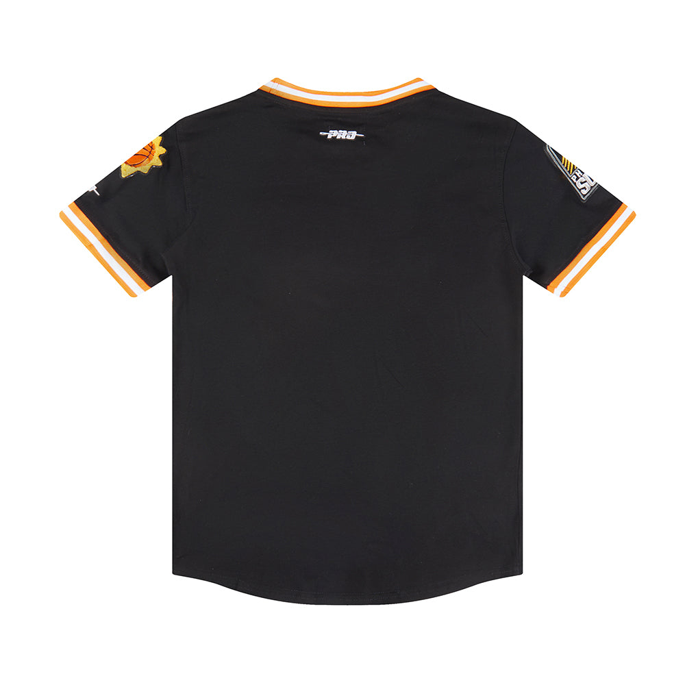 NBA PHOENIX SUNS CLASSIC T-SHIRT CÔTELÉ RAYÉ À MANCHES COURTES POUR GARÇON JUNIOR (NOIR/ORANGE)