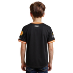 NBA PHOENIX SUNS CLASSIC T-SHIRT CÔTELÉ RAYÉ À MANCHES COURTES POUR GARÇON JUNIOR (NOIR/ORANGE)