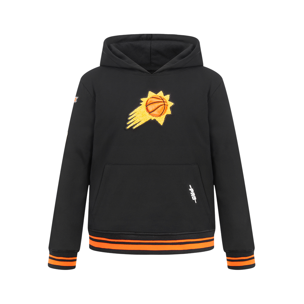 NBA PHOENIX SUNS RETRO CLASSIC BIG BOY'S RIB FLEECE PULLOVER HOODIE (BLACK/ORANGE)