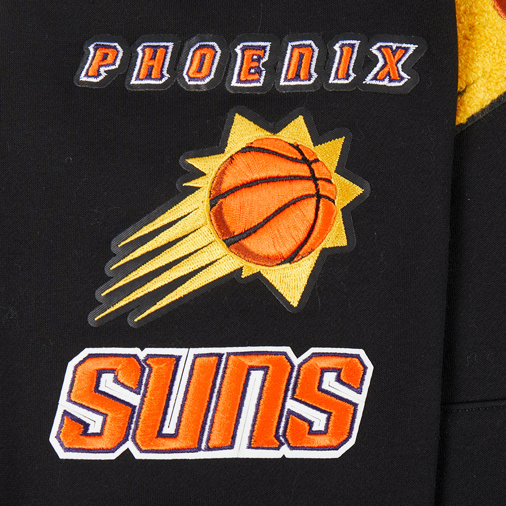 NBA PHOENIX SUNS RETRO CLASSIC BIG BOY'S RIB FLEECE PULLOVER HOODIE (BLACK/ORANGE)