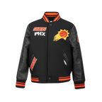 NBA PHOENIX SUNS RETRO CLASSIC BLOUSON COLLÉGIAL EN LAINE À BORDS CÔTELÉS POUR GARÇON JUNIOR (NOIR/ORANGE)