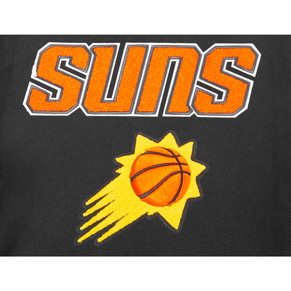 NBA PHOENIX SUNS RETRO CLASSIC BLOUSON COLLÉGIAL EN LAINE À BORDS CÔTELÉS POUR GARÇON JUNIOR (NOIR/ORANGE)
