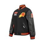 NBA PHOENIX SUNS RETRO CLASSIC BLOUSON COLLÉGIAL EN LAINE À BORDS CÔTELÉS POUR GARÇON JUNIOR (NOIR/ORANGE)