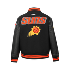 NBA PHOENIX SUNS RETRO CLASSIC BLOUSON COLLÉGIAL EN LAINE À BORDS CÔTELÉS POUR GARÇON JUNIOR (NOIR/ORANGE)