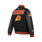 NBA PHOENIX SUNS RETRO CLASSIC BLOUSON COLLÉGIAL EN LAINE À BORDS CÔTELÉS POUR GARÇON JUNIOR (NOIR/ORANGE)