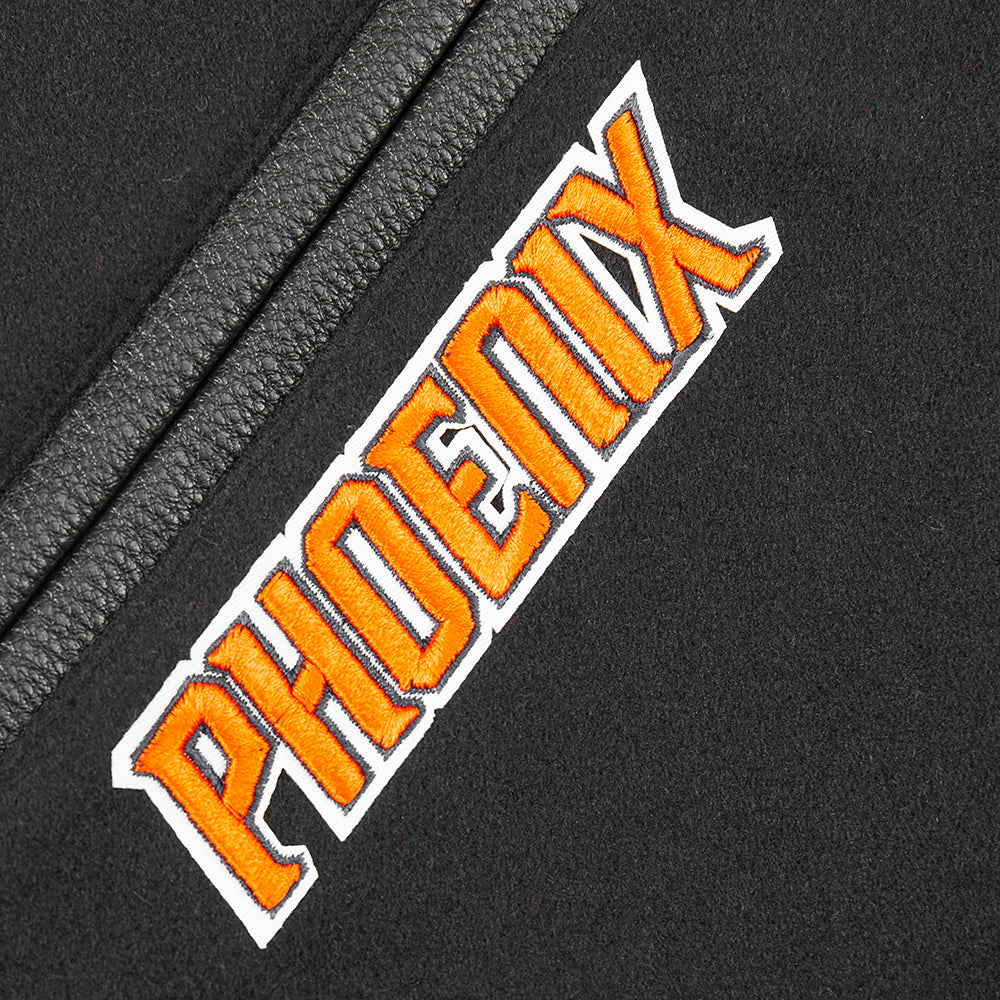 NBA PHOENIX SUNS RETRO CLASSIC BLOUSON COLLÉGIAL EN LAINE À BORDS CÔTELÉS POUR GARÇON JUNIOR (NOIR/ORANGE)