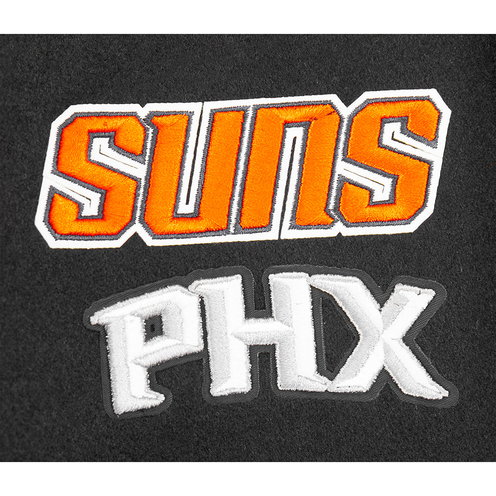 NBA PHOENIX SUNS RETRO CLASSIC BLOUSON COLLÉGIAL EN LAINE À BORDS CÔTELÉS POUR GARÇON JUNIOR (NOIR/ORANGE)