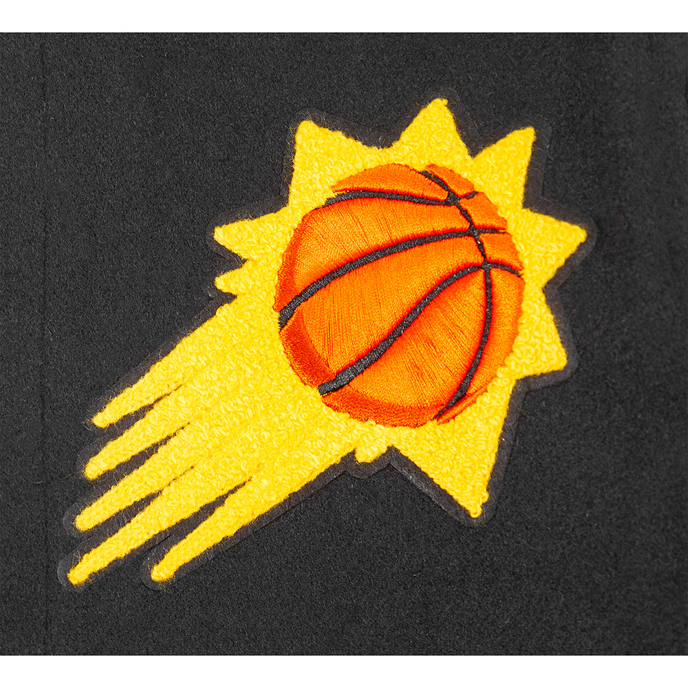 NBA PHOENIX SUNS RETRO CLASSIC BLOUSON COLLÉGIAL EN LAINE À BORDS CÔTELÉS POUR GARÇON JUNIOR (NOIR/ORANGE)