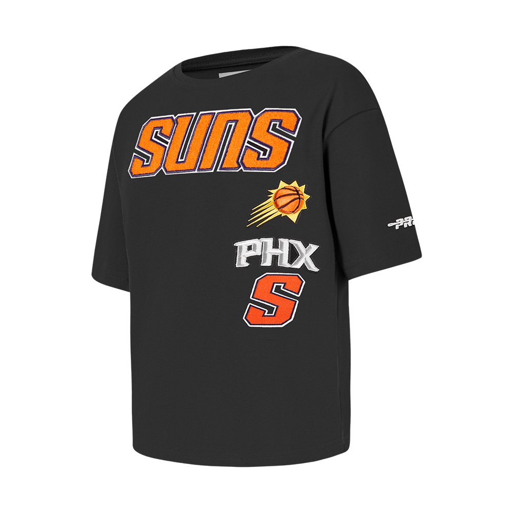 NBA PHOENIX SUNS RETRO CLASSIC T-SHIRT À COUPE CARRÉE À MANCHES COURTES POUR FILLE JUNIOR (NOIR)