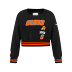 NBA PHOENIX SUNS RETRO CLASSIC BIG GIRL'S RIB FLC CREWNECK (BLACK/ORANGE)