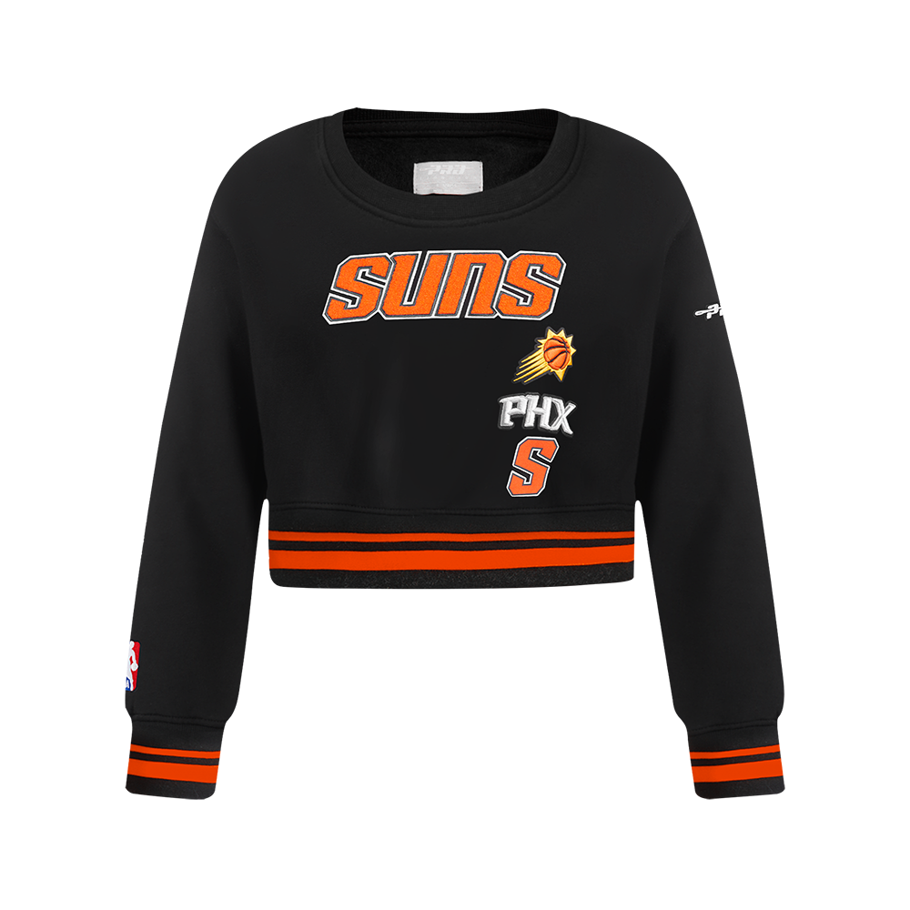 NBA PHOENIX SUNS RETRO CLASSIC BIG GIRL'S RIB FLC CREWNECK (BLACK/ORANGE)