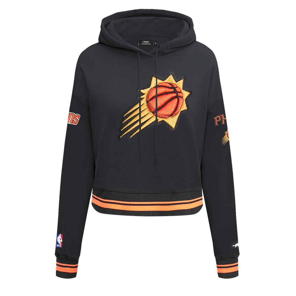 NBA PHOENIX SUNS RETRO CLASSIC CHANDAIL À CAPUCHON COURT CÔTELÉ POUR FEMME (NOIR/ORANGE)