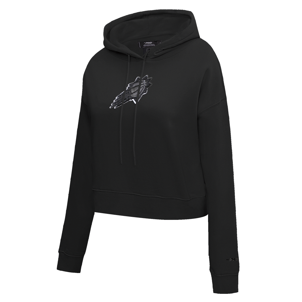 NBA PHOENIX SUNS TRIPLE BLACK WOMEN'S CROPPED PULLOVER HOODIE (TRIPLE BLACK)