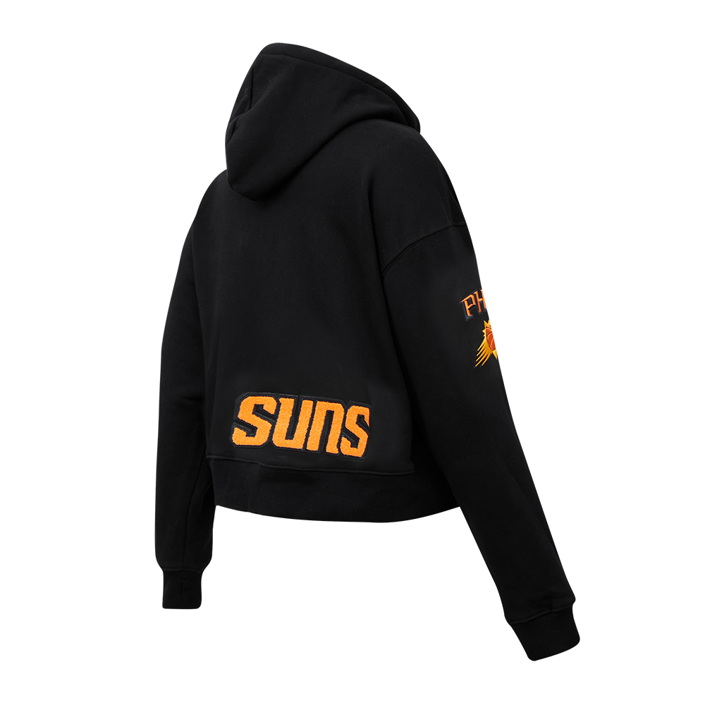 NBA PHOENIX SUNS CLASSIC WOMEN'S CROPPED PULLOVER HOODIE (BLACK)