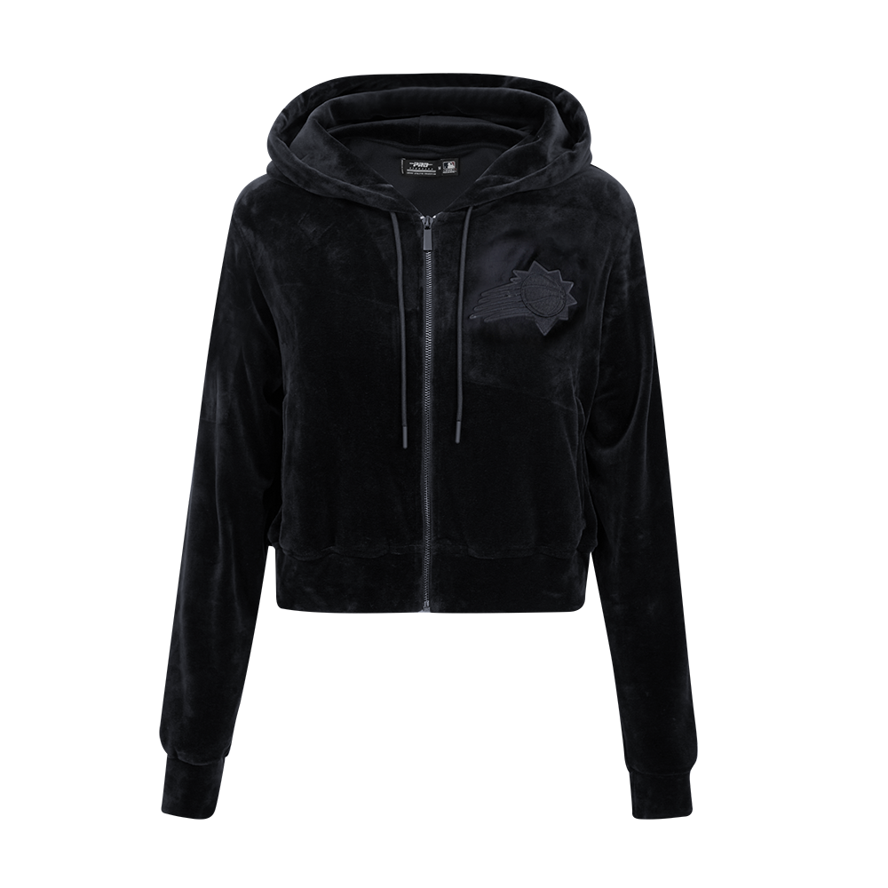 NBA PHOENIX SUNS TRIPLE BLACK CHANDAIL À CAPUCHON EN VELOURS À GLISSIÈRE POUR FEMME (TRIPLE NOIR)