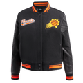 NBA PHOENIX SUNS SCRIPT TAIL BLOUSON COLLÉGIAL EN LAINE POUR FEMME (NOIR/ORANGE)