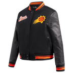 NBA PHOENIX SUNS SCRIPT TAIL BLOUSON COLLÉGIAL EN LAINE POUR FEMME (NOIR/ORANGE)