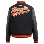 NBA PHOENIX SUNS SCRIPT TAIL BLOUSON COLLÉGIAL EN LAINE POUR FEMME (NOIR/ORANGE)
