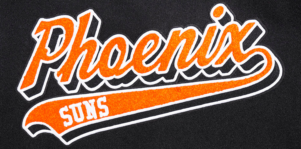 NBA PHOENIX SUNS SCRIPT TAIL BLOUSON COLLÉGIAL EN LAINE POUR FEMME (NOIR/ORANGE)