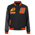 NBA PHOENIX SUNS RETRO CLASSIC WOMEN'S RIB WOOL VARSITY JACKET (BLACK/ORANGE)