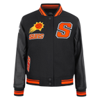 NBA PHOENIX SUNS RETRO CLASSIC WOMEN'S RIB WOOL VARSITY JACKET (BLACK/ORANGE)