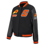 NBA PHOENIX SUNS RETRO CLASSIC WOMEN'S RIB WOOL VARSITY JACKET (BLACK/ORANGE)