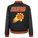 NBA PHOENIX SUNS RETRO CLASSIC WOMEN'S RIB WOOL VARSITY JACKET (BLACK/ORANGE)