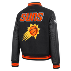 NBA PHOENIX SUNS RETRO CLASSIC WOMEN'S RIB WOOL VARSITY JACKET (BLACK/ORANGE)