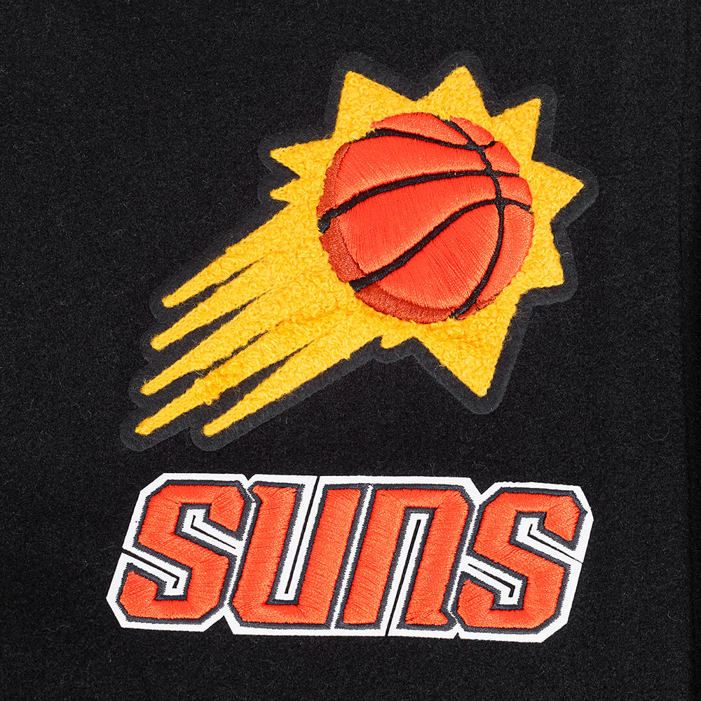 NBA PHOENIX SUNS RETRO CLASSIC WOMEN'S RIB WOOL VARSITY JACKET (BLACK/ORANGE)