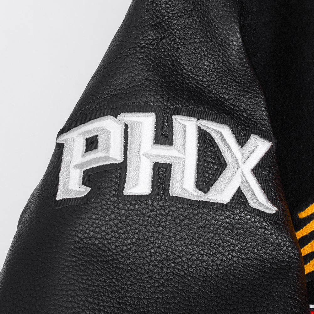 NBA PHOENIX SUNS RETRO CLASSIC WOMEN'S RIB WOOL VARSITY JACKET (BLACK/ORANGE)