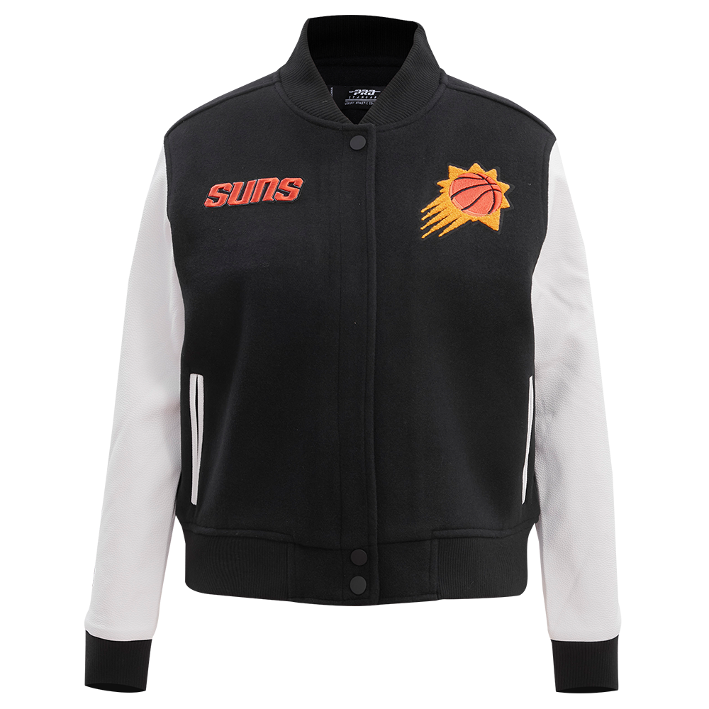 NBA PHOENIX SUNS CLASSIC BLOUSON COLLÉGIAL EN LAINE POUR FEMME (NOIR/BLANC)