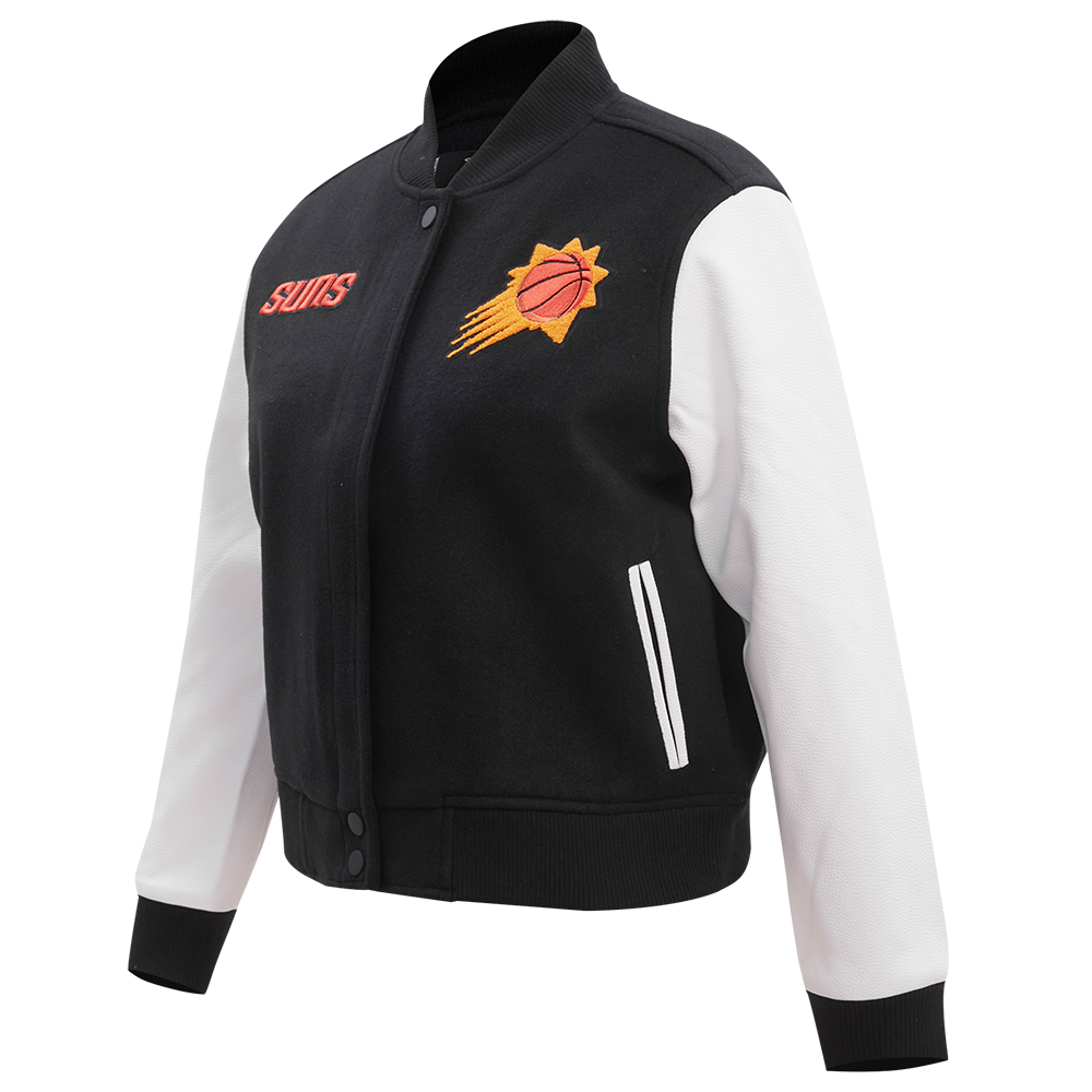 NBA PHOENIX SUNS CLASSIC BLOUSON COLLÉGIAL EN LAINE POUR FEMME (NOIR/BLANC)