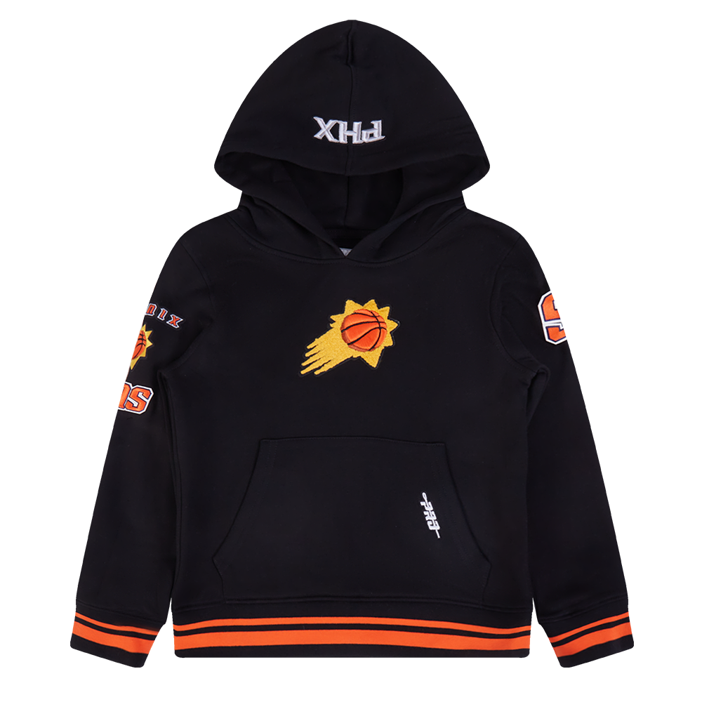 NBA PHOENIX SUNS RETRO CLASSIC LITTLE BOY'S RIB FLEECE PULLOVER HOODIE (BLACK/ORANGE)