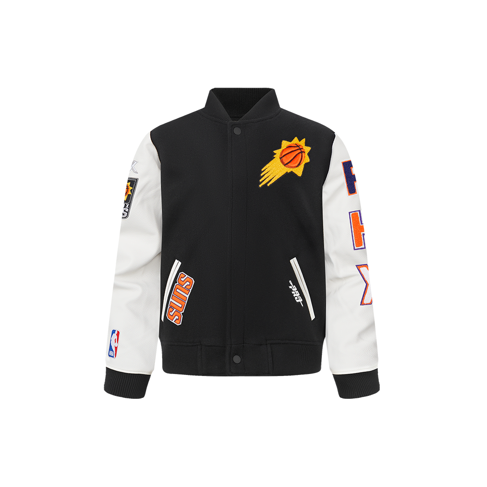 NBA PHOENIX SUNS CLASSIC LITTLE BOY'S WOOL VARSITY JACKET (BLACK/WHITE)