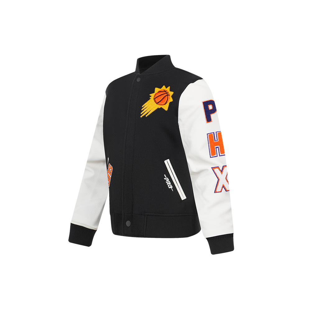 NBA PHOENIX SUNS CLASSIC LITTLE BOY'S WOOL VARSITY JACKET (BLACK/WHITE)