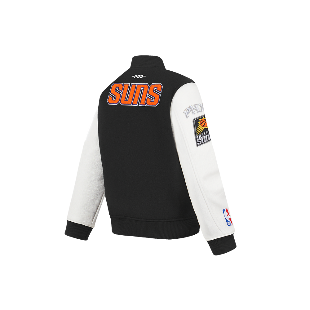 NBA PHOENIX SUNS CLASSIC LITTLE BOY'S WOOL VARSITY JACKET (BLACK/WHITE)