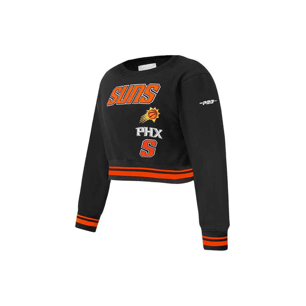 NBA PHOENIX SUNS RETRO CLASSIC LITTLE GIRLS  RIB FLEECE CREWNECK (BLACK/ORANGE)