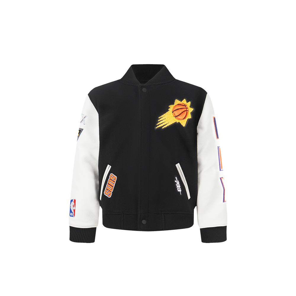 NBA PHOENIX SUNS CLASSIC BLOUSON COLLÉGIAL EN LAINE POUR GARÇON BAMBIN (NOIR/BLANC)
