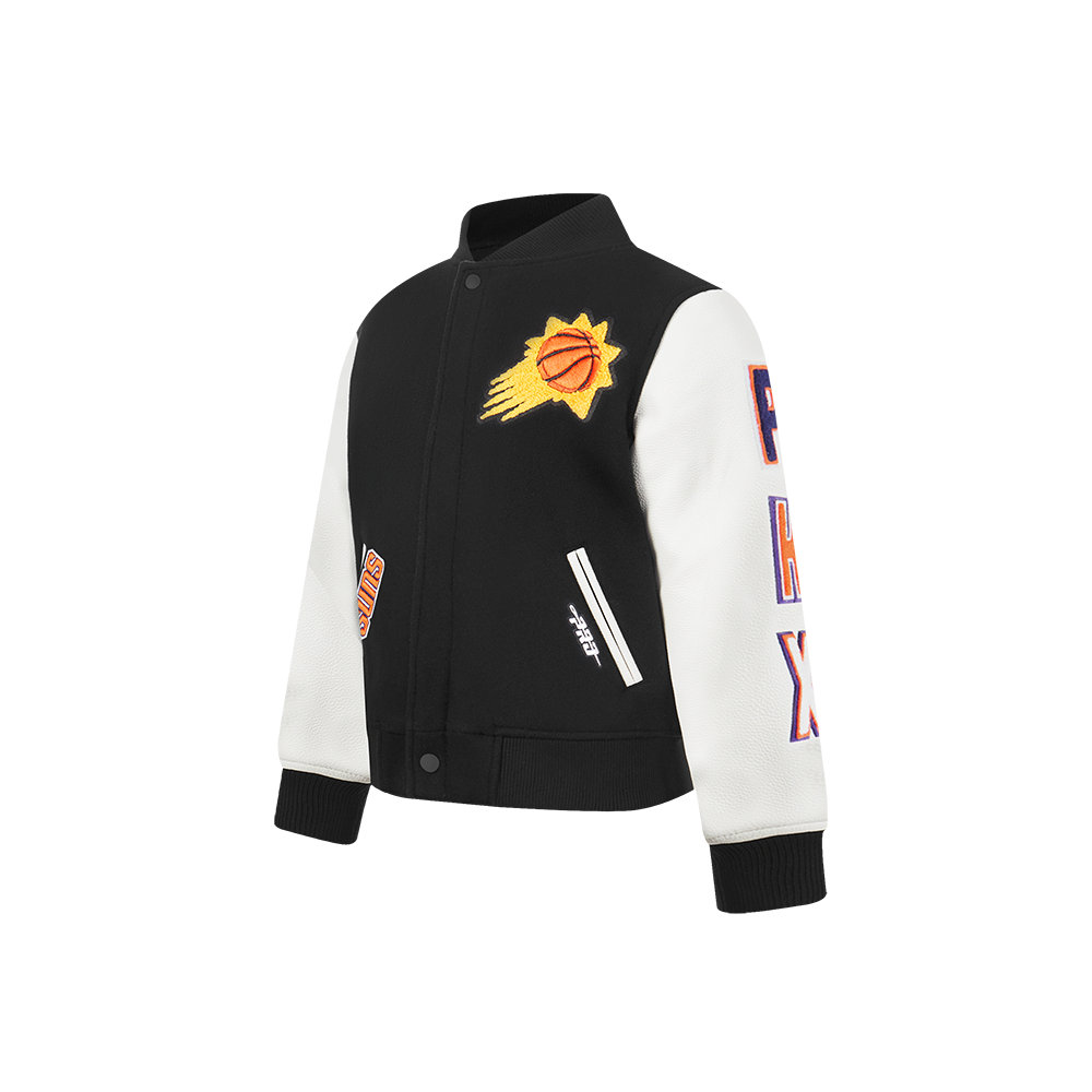 NBA PHOENIX SUNS CLASSIC BLOUSON COLLÉGIAL EN LAINE POUR GARÇON BAMBIN (NOIR/BLANC)