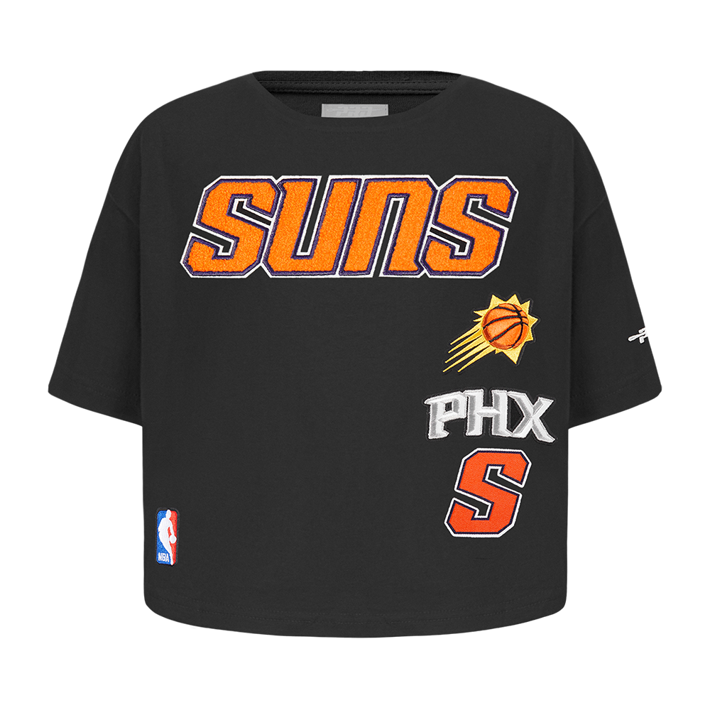 NBA PHOENIX SUNS RETRO CLASSIC TODDLER GIRL'S SHORT SLEEVE BOXY TEE (BLACK)