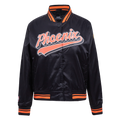 NBA PHOENIX SUNS SCRIPT TAIL WOMEN'S SATIN JACKET (BLACK/ORANGE)