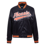 NBA PHOENIX SUNS SCRIPT TAIL WOMEN'S SATIN JACKET (BLACK/ORANGE)