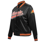 NBA PHOENIX SUNS SCRIPT TAIL WOMEN'S SATIN JACKET (BLACK/ORANGE)