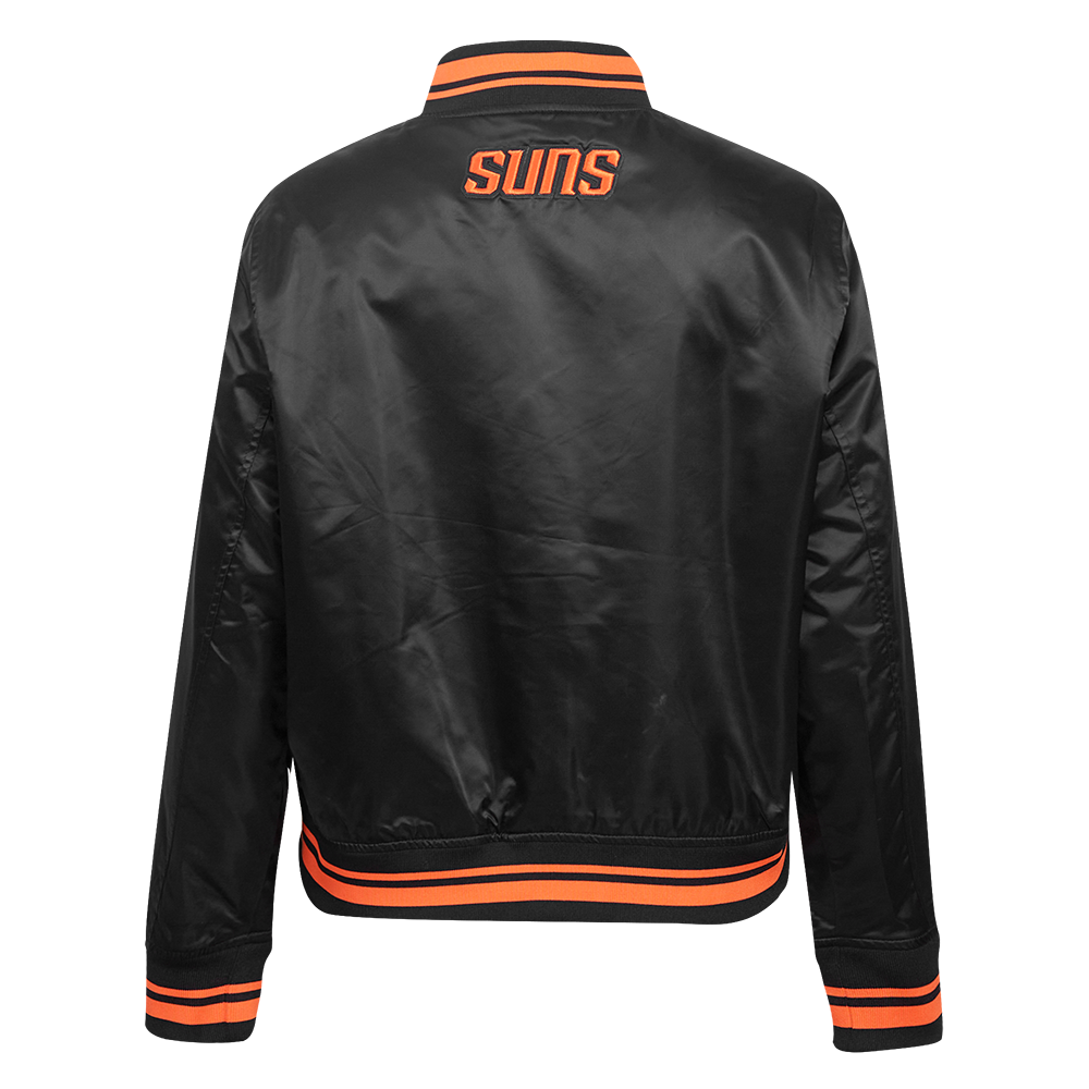 NBA PHOENIX SUNS SCRIPT TAIL WOMEN'S SATIN JACKET (BLACK/ORANGE)
