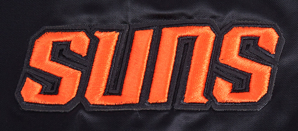 NBA PHOENIX SUNS SCRIPT TAIL WOMEN'S SATIN JACKET (BLACK/ORANGE)
