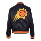 NBA PHOENIX SUNS RETRO CLASSIC BLOUSON EN SATIN À BORDS CÔTELÉS POUR FEMME (NOIR/ORANGE)
